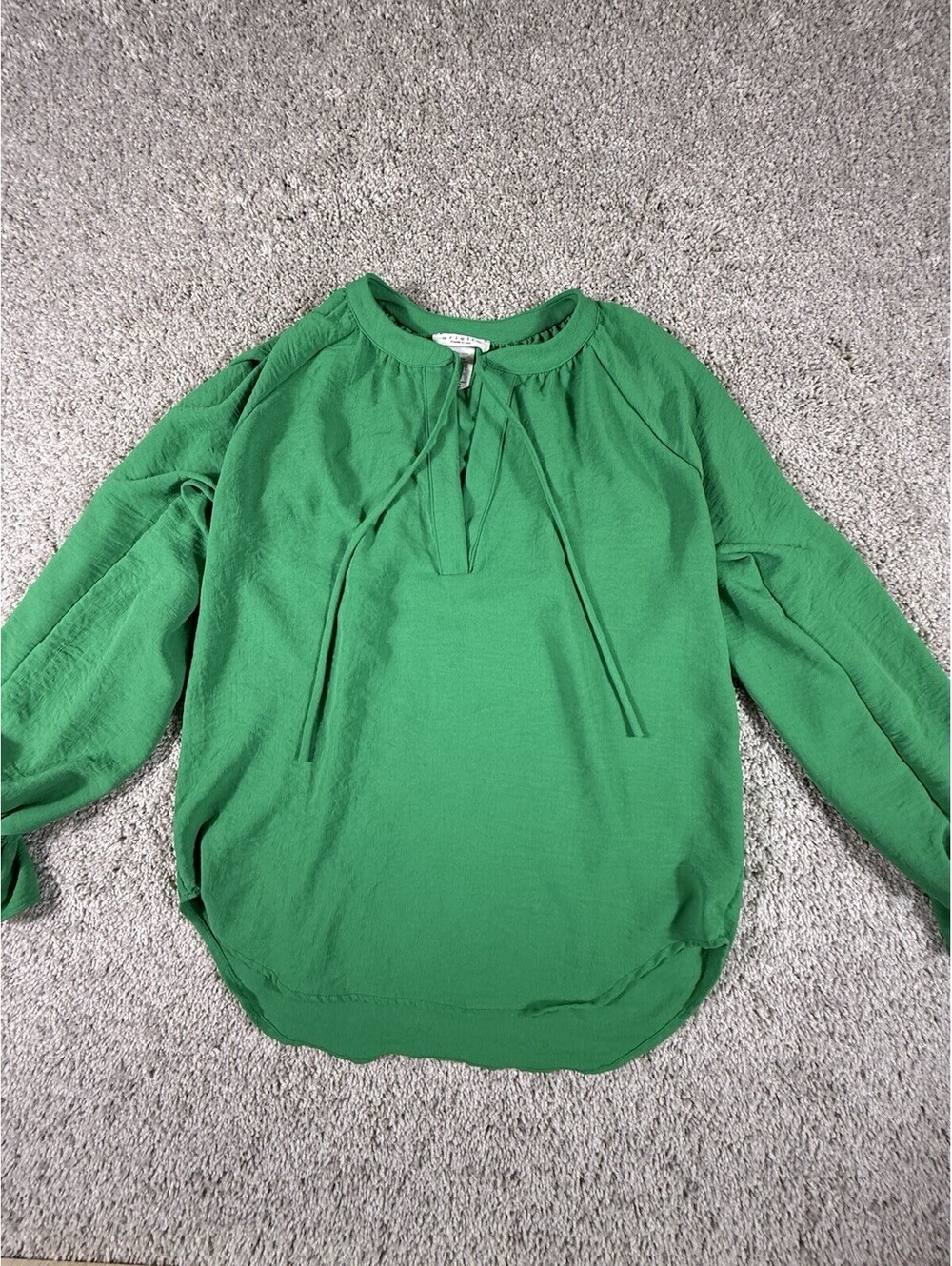 Ariella Blouse Size Small Green V Neck Long Sleeve Oversized